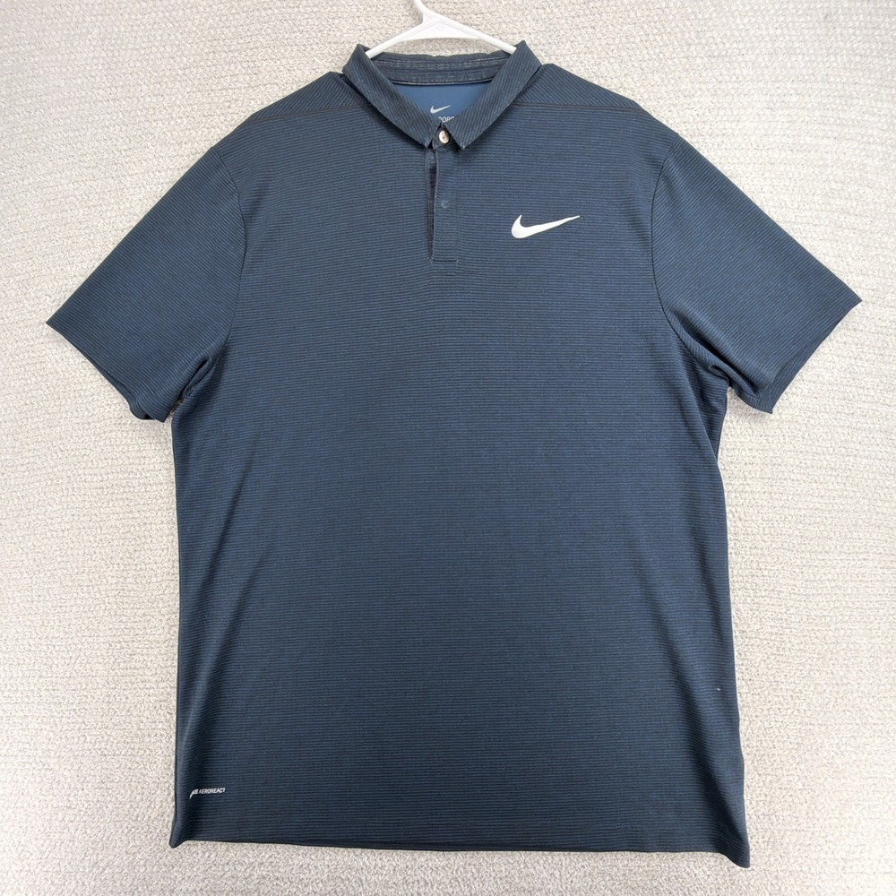 Nike AeroReact Golf Polo Shirt Mens XL Blue Black Striped 923106-454